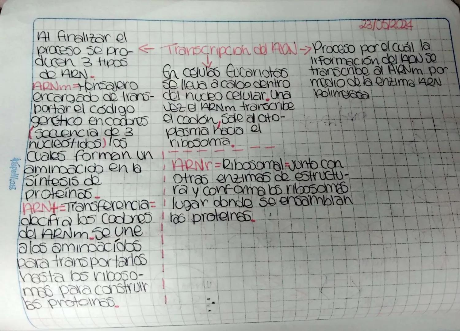 Trascripción del ADN
Definición
22/05/2024.
La tra nscripción del ADN consiste en ol coplado de mensaje que se encuentra
Codificado en la se