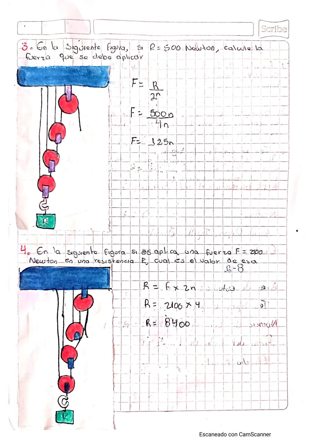Scribe

Actividad.

Desanalla los Siguientes ejercicios apicando formoss de
poleas 4 Polipastos.

7. En la siguiente figura, calcule la fuer