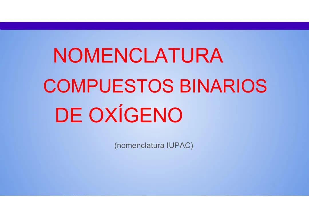 Nomenclatura de Compuestos Binarios con Oxígeno
