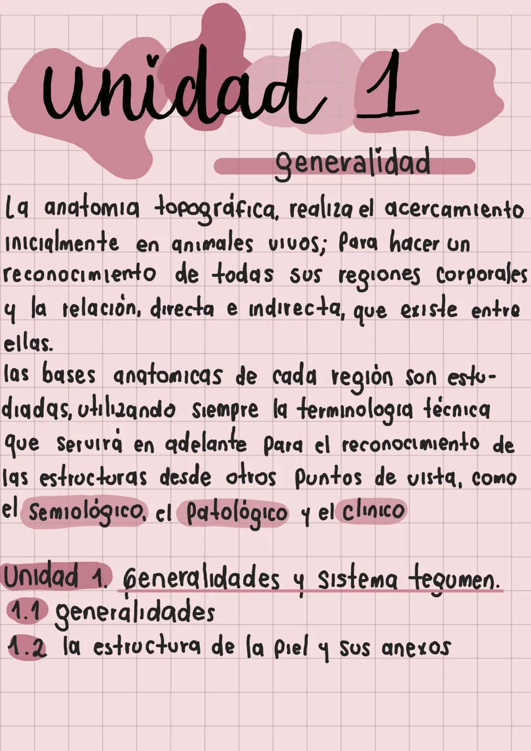 20
Anatomia
Veterinaria
generaudades
Mariana Henao
Anatomia unidad I
Parte 1
обн unidad 1
generalidad
La anatomia topográfica, realiza el ac