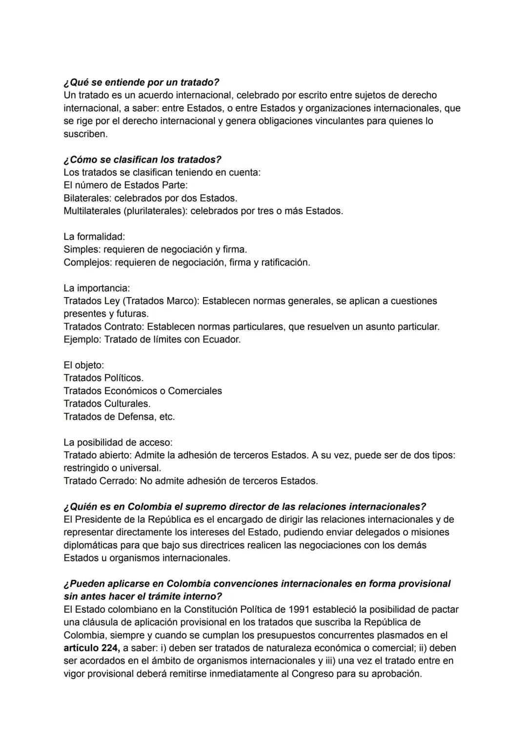 ¿Qué se entiende por un tratado?
Un tratado es un acuerdo internacional, celebrado por escrito entre sujetos de derecho
internacional, a sab