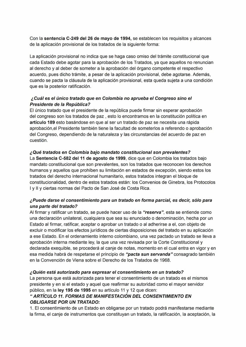 ¿Qué se entiende por un tratado?
Un tratado es un acuerdo internacional, celebrado por escrito entre sujetos de derecho
internacional, a sab