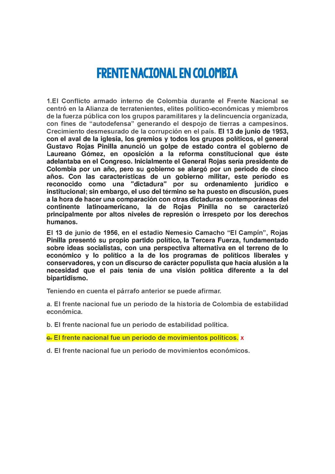 Ciencias Sociales 10 y 11 - Frente Nacional