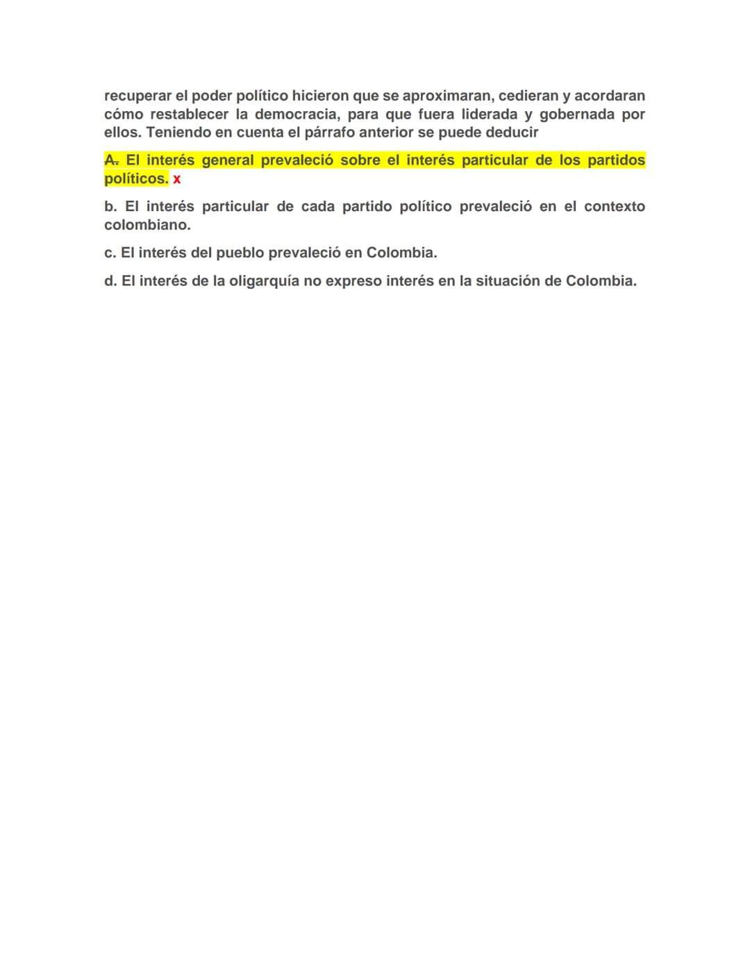 FRENTE NACIONAL EN COLOMBIA
1.El Conflicto armado interno de Colombia durante el Frente Nacional se
centró en la Alianza de terratenientes, 