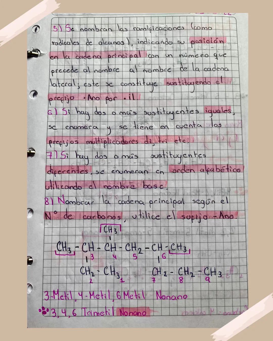 Alcanos
Apuntes para Bachillerato TEMA/MA ERIA
Lakanos ramificados nomenclatura
Acanos Rumipicados:
01/03/22
1) Encuentre la cadena principa