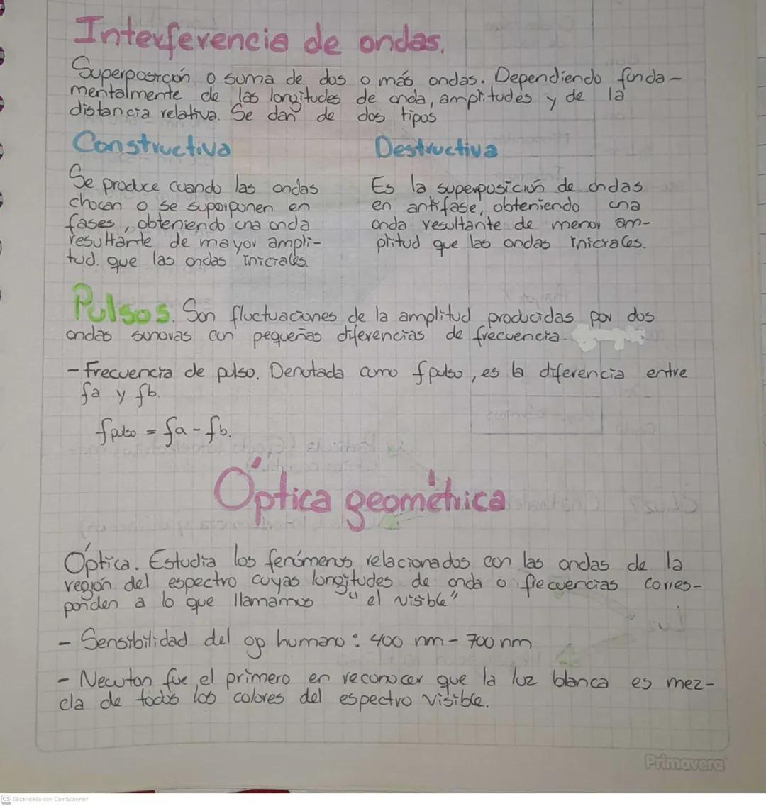 Interferencia de ondas,
de
la
Superpostcon
o suma de dos o más ondas. Dependiendo funda-
mentalmente de las longitudes de anda, amplitudes
d