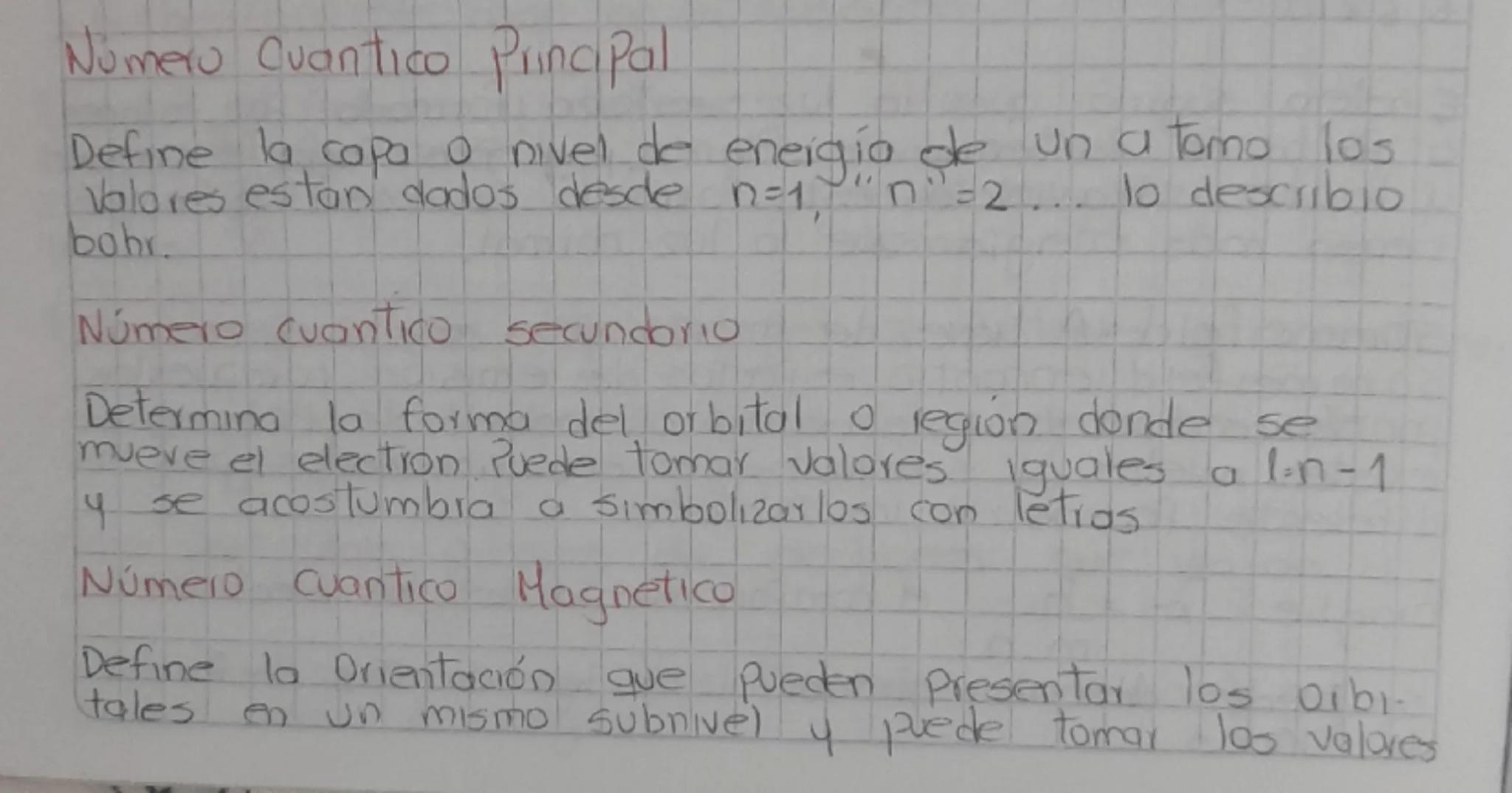 Numero Cuantico Principal
Define la capa o nivel de energía de un a tomo los
Valores estan dados desde n=1)
bobr
Número cuantico secundorio
