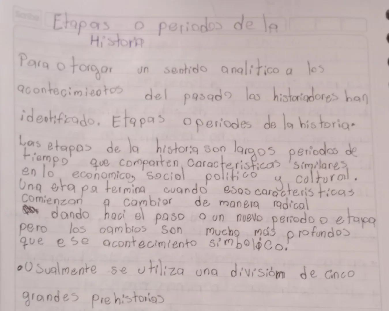 Etapas o periodos de la
Historia

Para o torgar un sentido analitico a los
acontecimientos del pasado las historiadores ban
identificado. Et