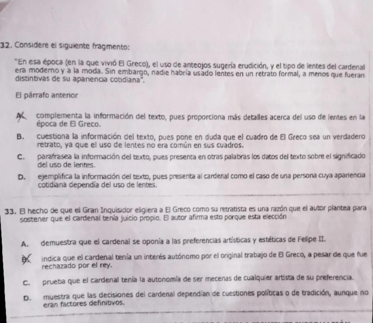 ## RESPONDA LAS PREGUNTAS 31 A 33 DE ACUERDO CON LA SIGUIENTE INFORMACIÓN

En la época de El Greco, la Inquisición española, constituida en 