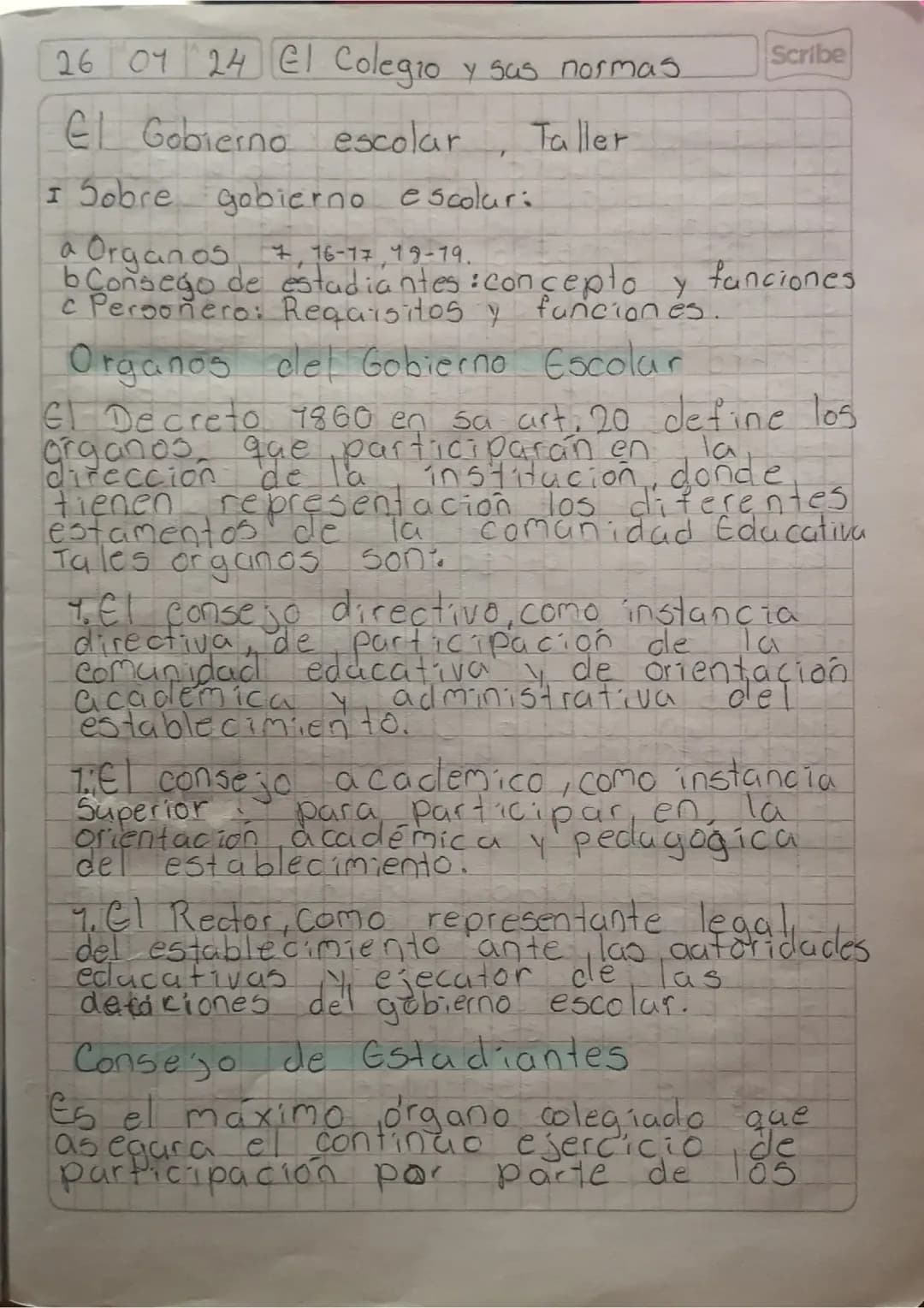El gobierno escolar