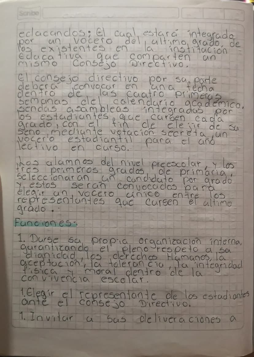 26 01 24 El Colegio y sus normas.
El Gobierno escolar.
I Sobre gobierno escolar:
a Organos
7,16-17,79-19.
Taller
bConsego de estudiantes : c