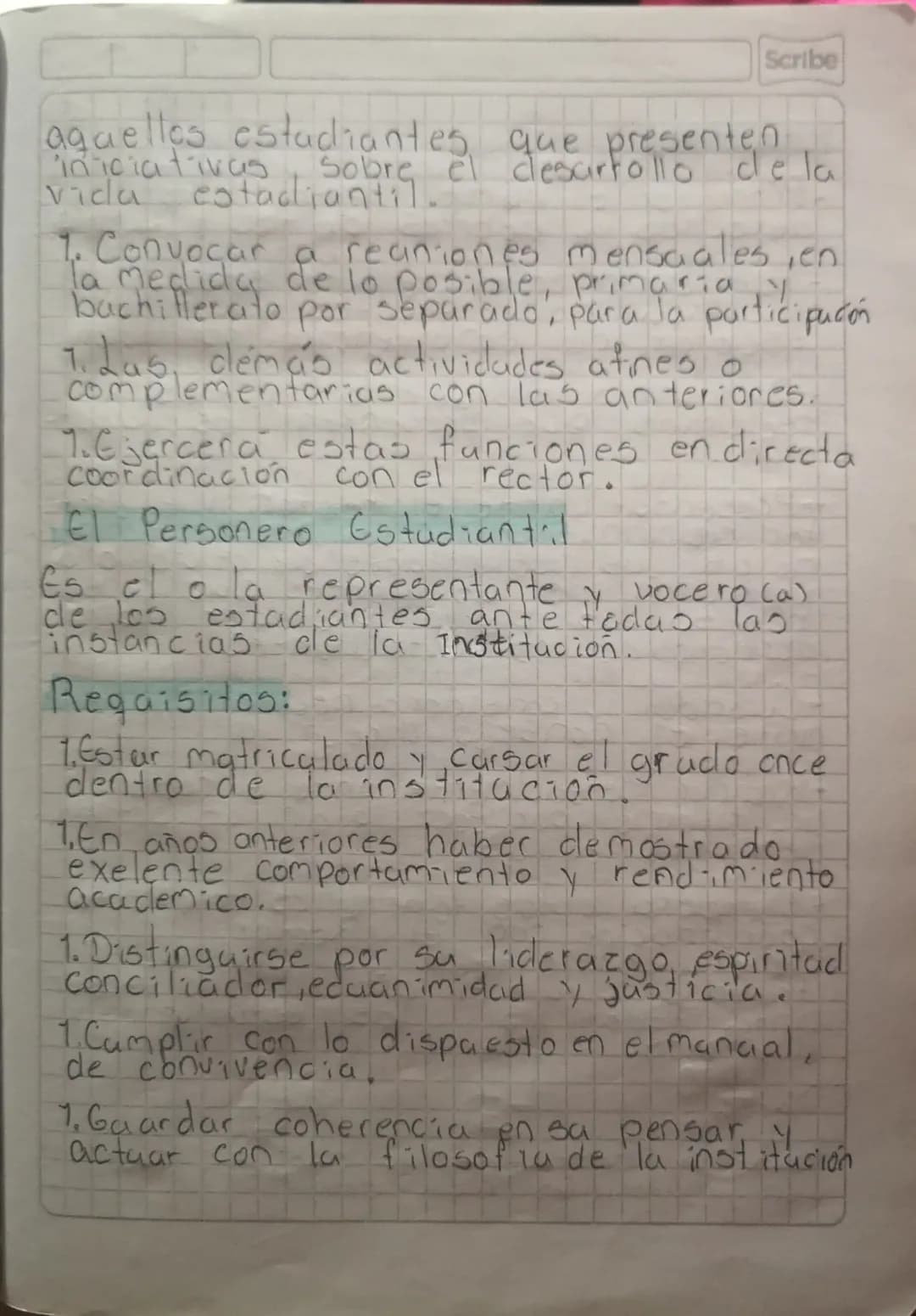 26 01 24 El Colegio y sus normas.
El Gobierno escolar.
I Sobre gobierno escolar:
a Organos
7,16-17,79-19.
Taller
bConsego de estudiantes : c