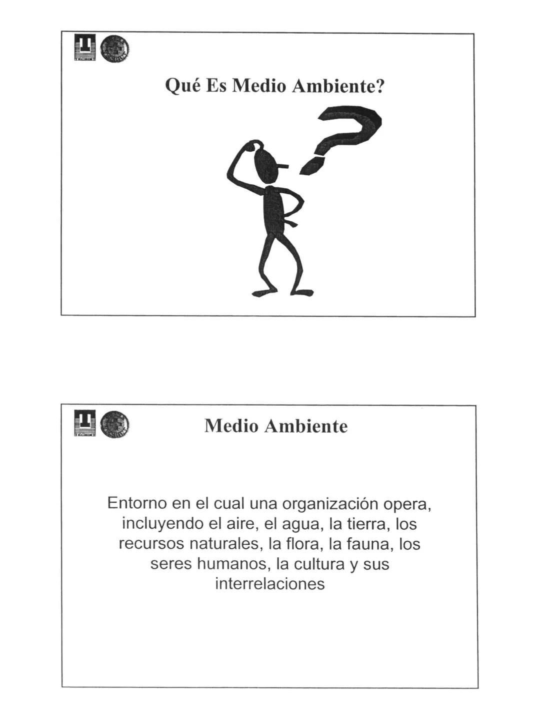 TECHINT
ECHINT
Qué Es Medio Ambiente?
Medio Ambiente
Entorno en el cual una organización opera,
incluyendo el aire, el agua, la tierra, los
