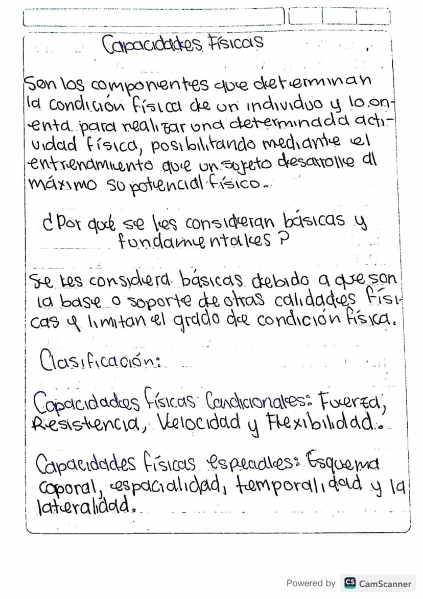 Capacidades Físicas
Son los componentes que determinan
la condición física de un individuo y 10. on-
enta para realizar und determinada acti