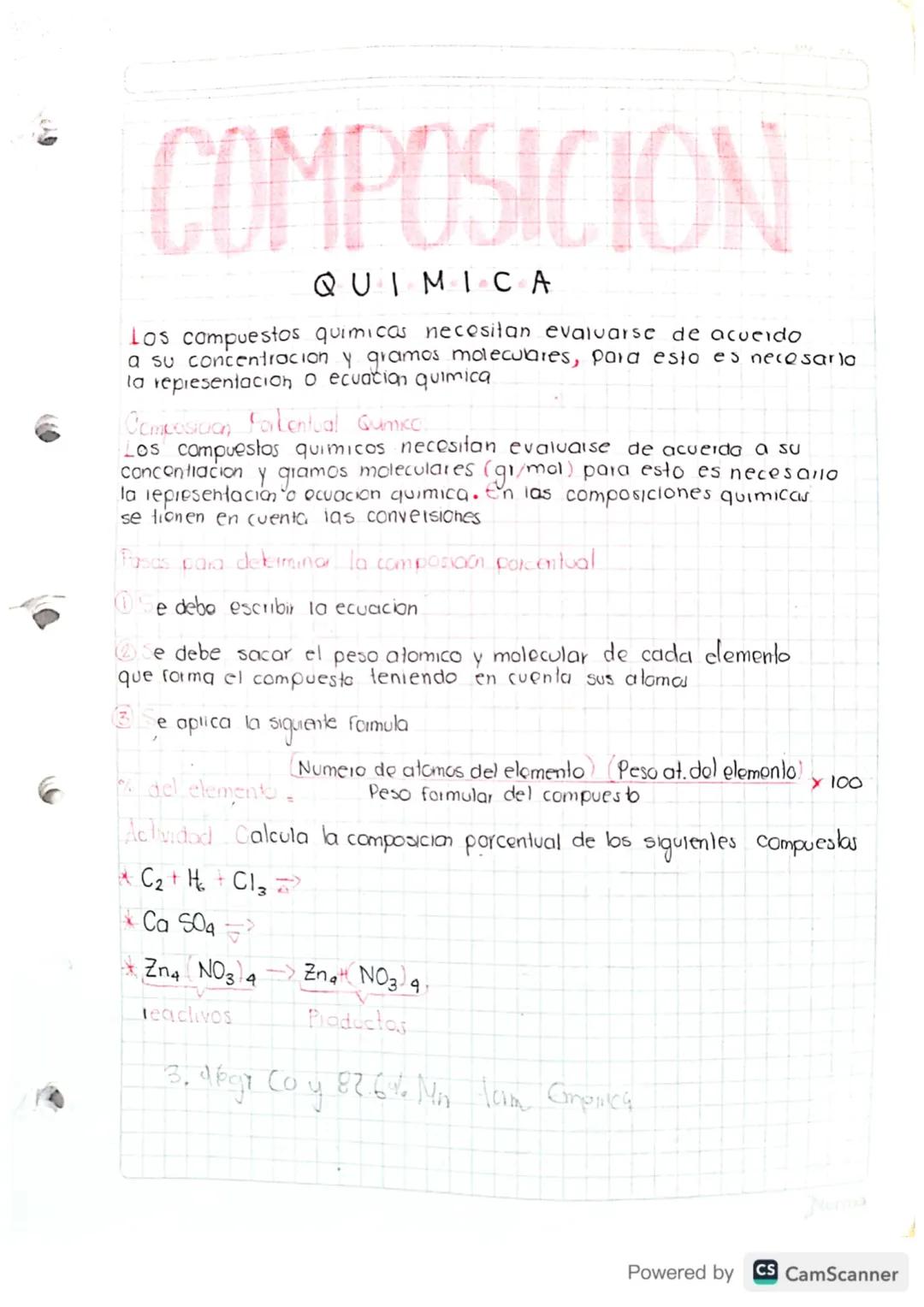 COMPOSICION
QUIMICA
Los compuestos quimicas necesitan evaluarse de acuerdo
a su concentracion y gramos moleculares, para esto es necesario
l