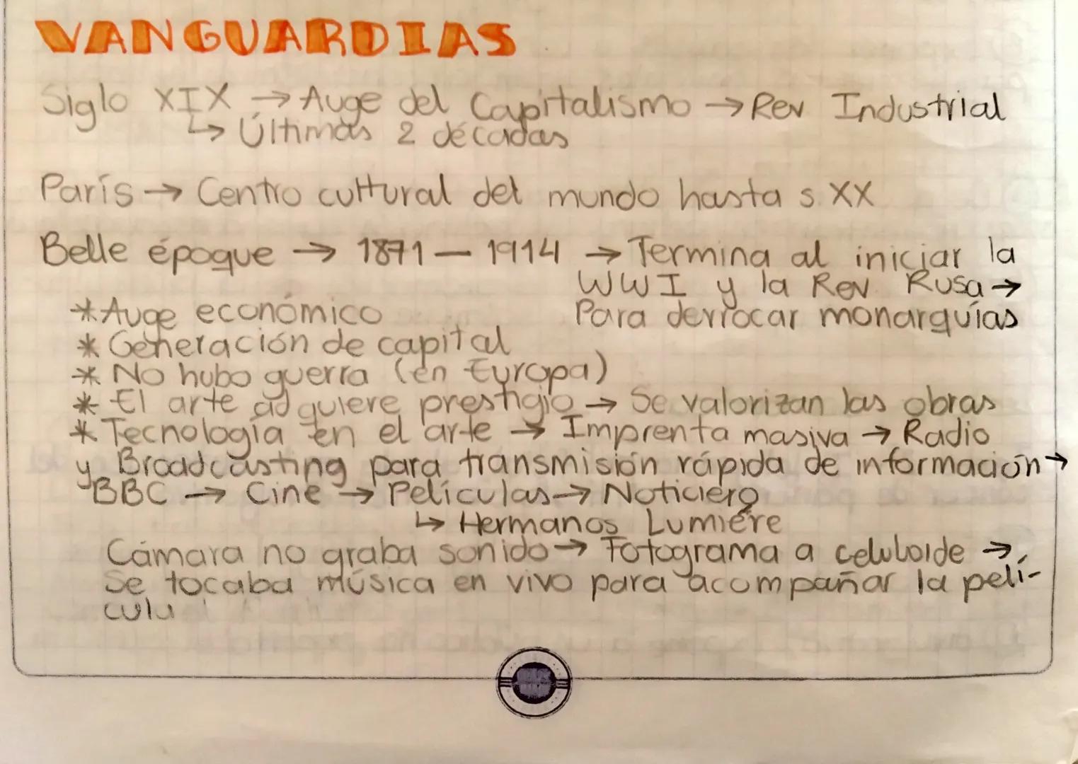 VANGUARDIAS
Siglo XIX Auge del Capitalismo Rev Industrial
Últimas 2 décadas
Paris
Centro cultural del mundo hasta s. XX
Belle époque
1871-19