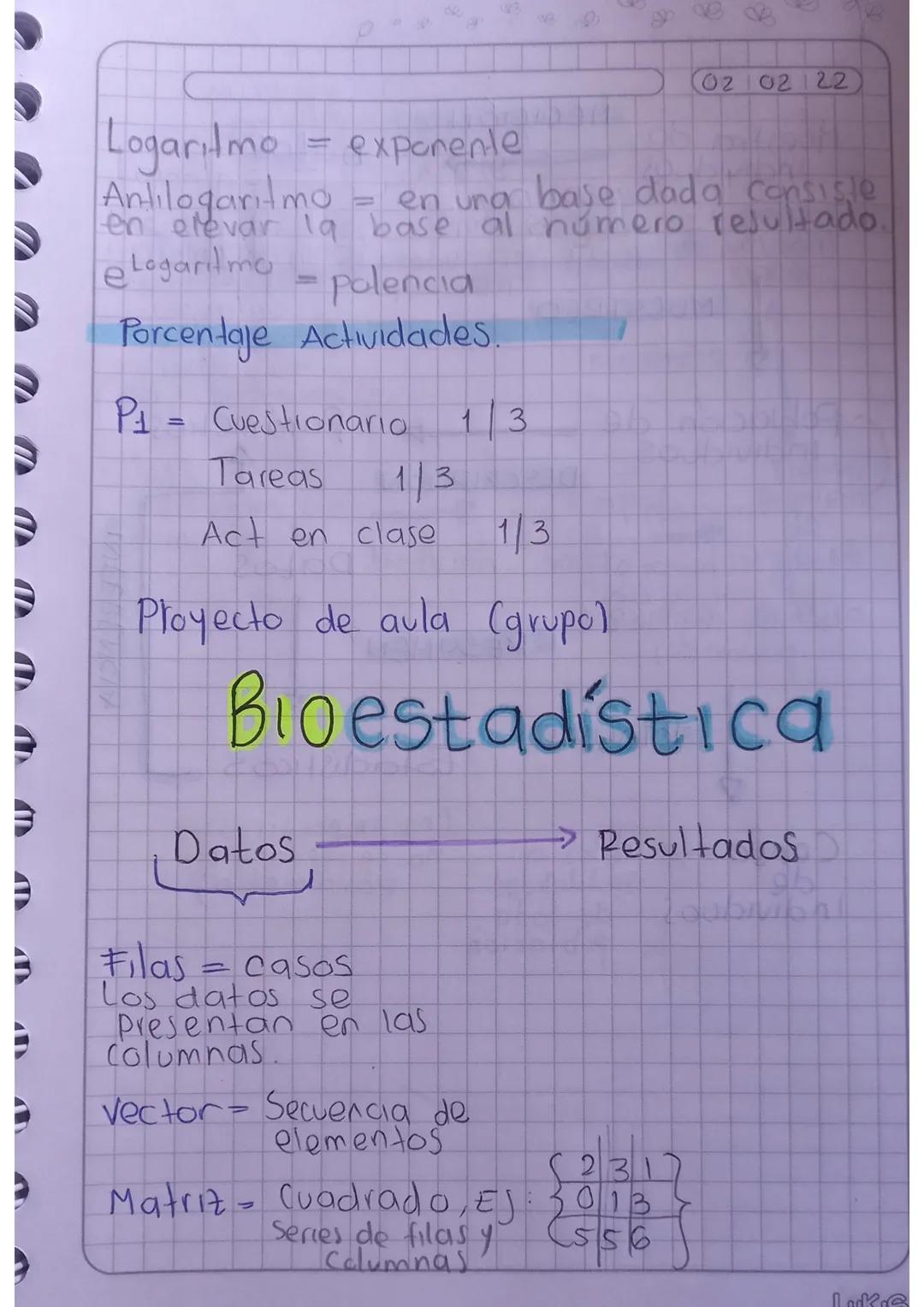 --
183
02 102 122
Logaritmo = exponente
Antilogaritmo
= en una base dada consiste
en elevar la base al número resultado.
eLogaritmo
- polenc