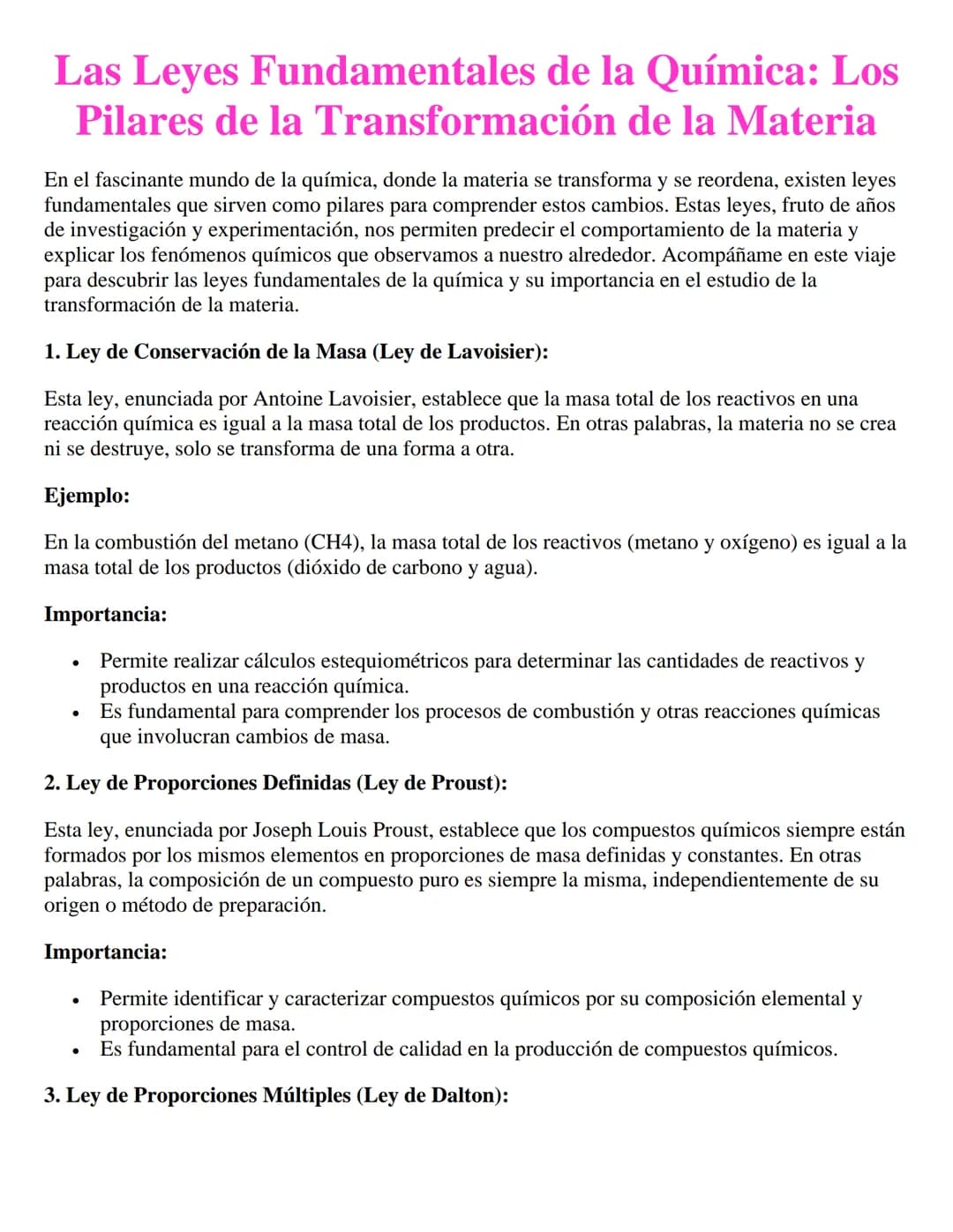 Las Leyes Fundamentales de la Química: Los
Pilares de la Transformación de la Materia
En el fascinante mundo de la química, donde la materia