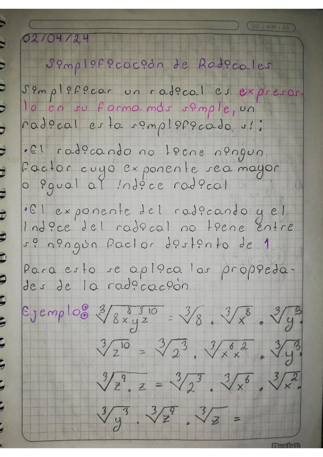 Simplificación de radicales 