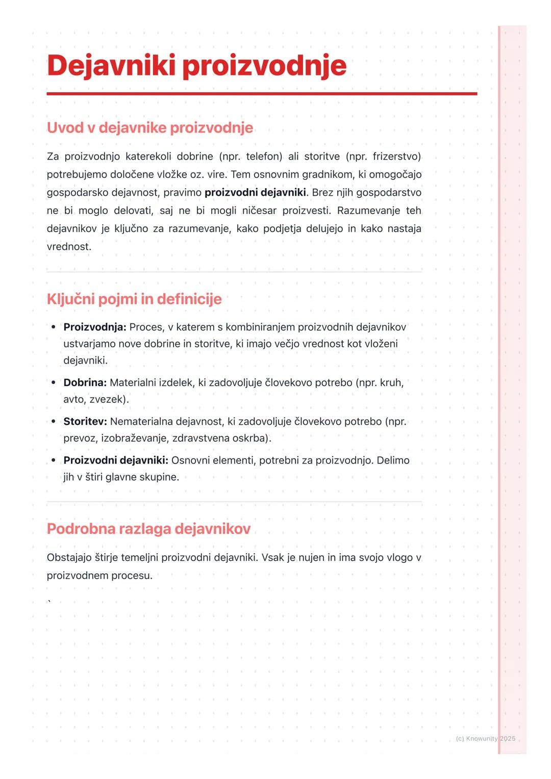 # Dejavniki proizvodnje

Uvod v dejavnike proizvodnje

Za proizvodnjo katerekoli dobrine (npr. telefon) ali storitve (npr. frizerstvo)
potre