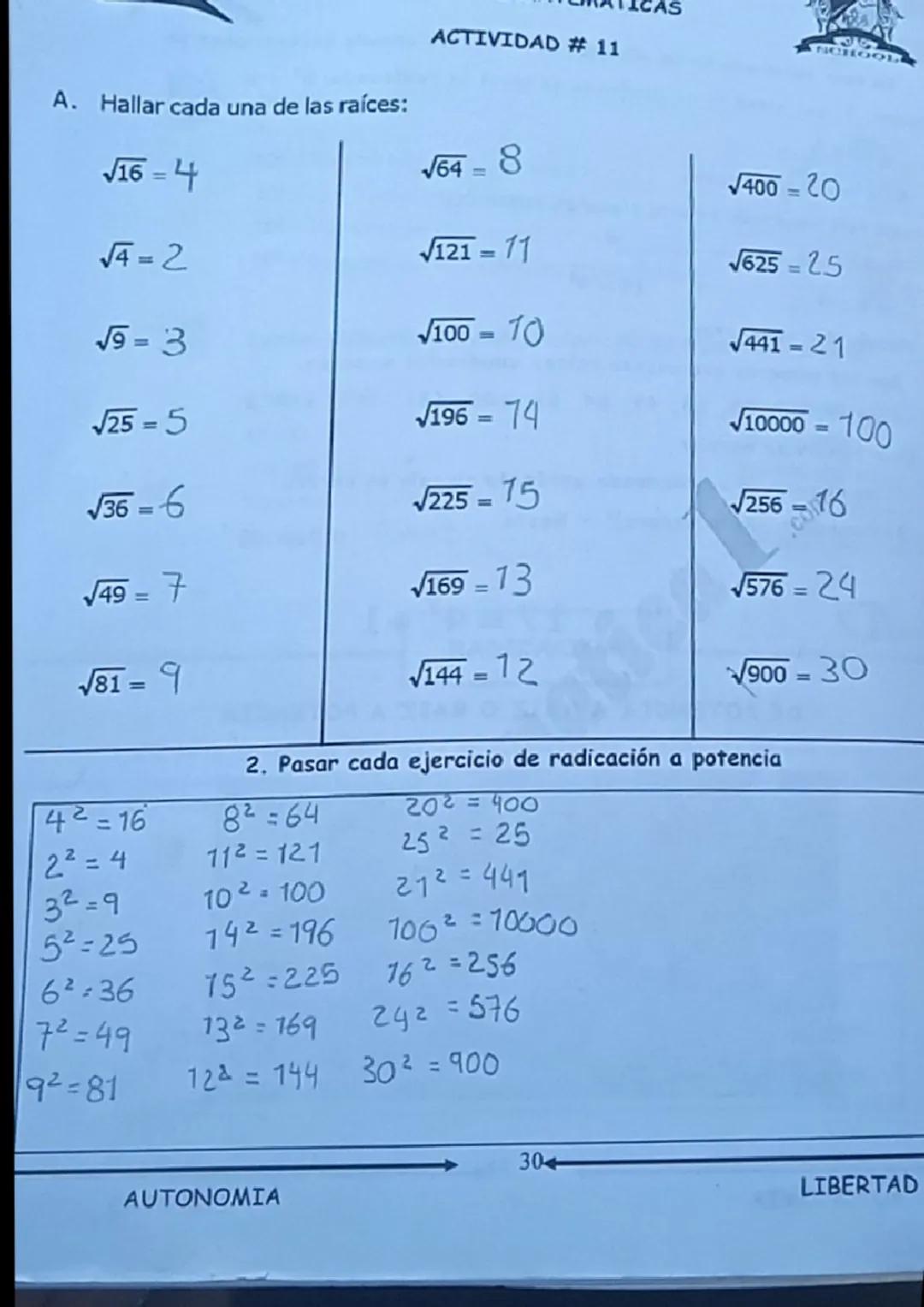 Hallar raíz y pasar a potencia 
