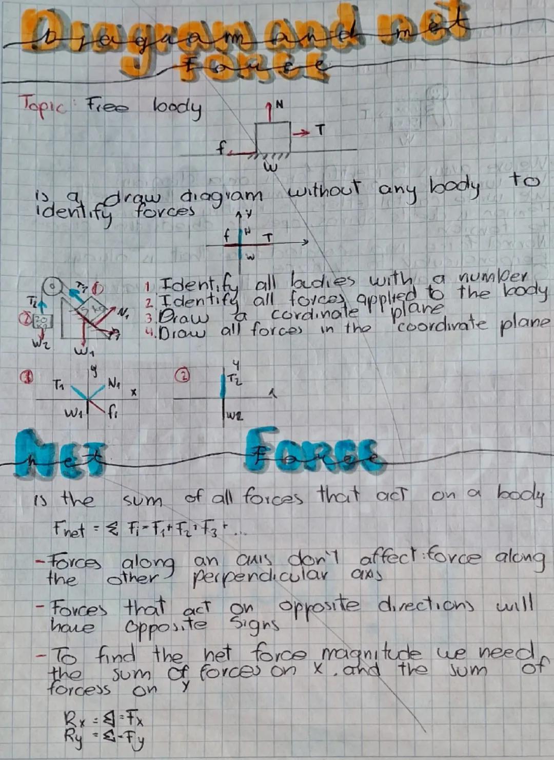 Diagrama y fuerzas netas 