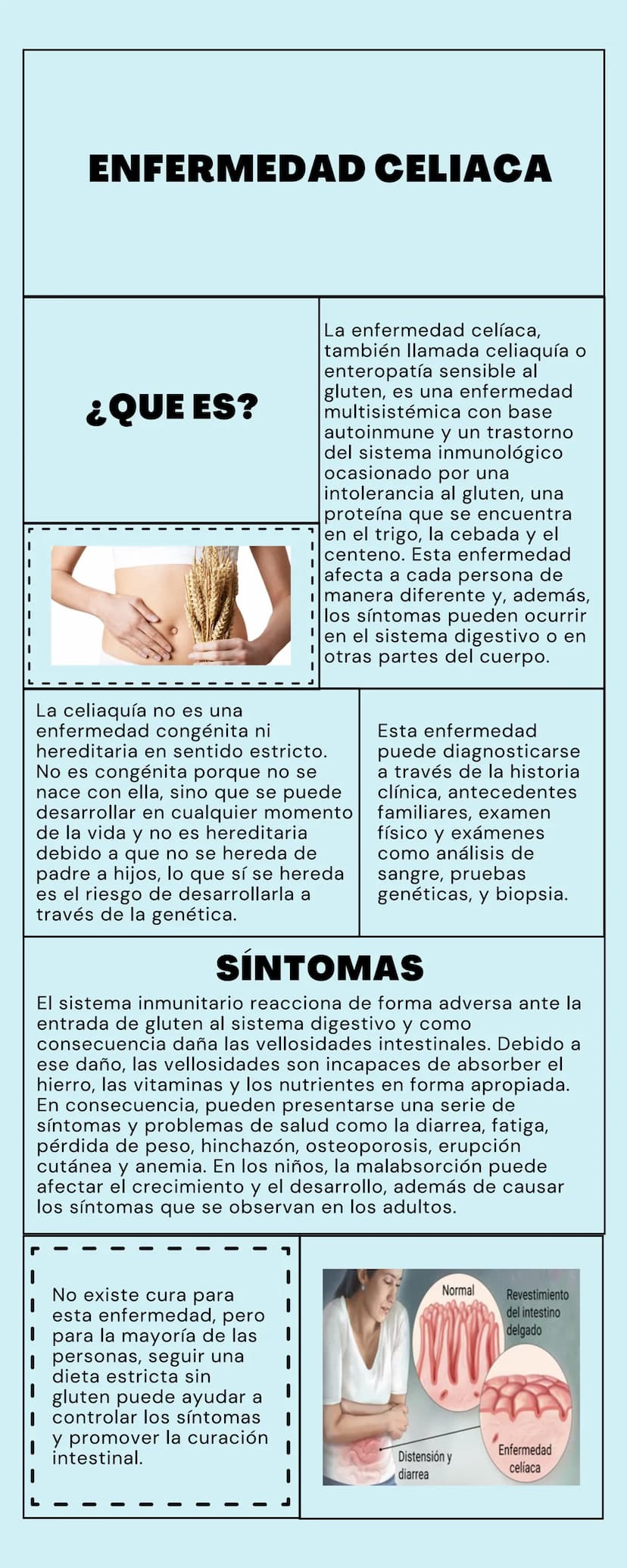 ENFERMEDAD CELIACA
¿QUE ES?
La enfermedad celíaca,
también llamada celiaquía o
enteropatía sensible al
gluten, es una enfermedad
|multisisté