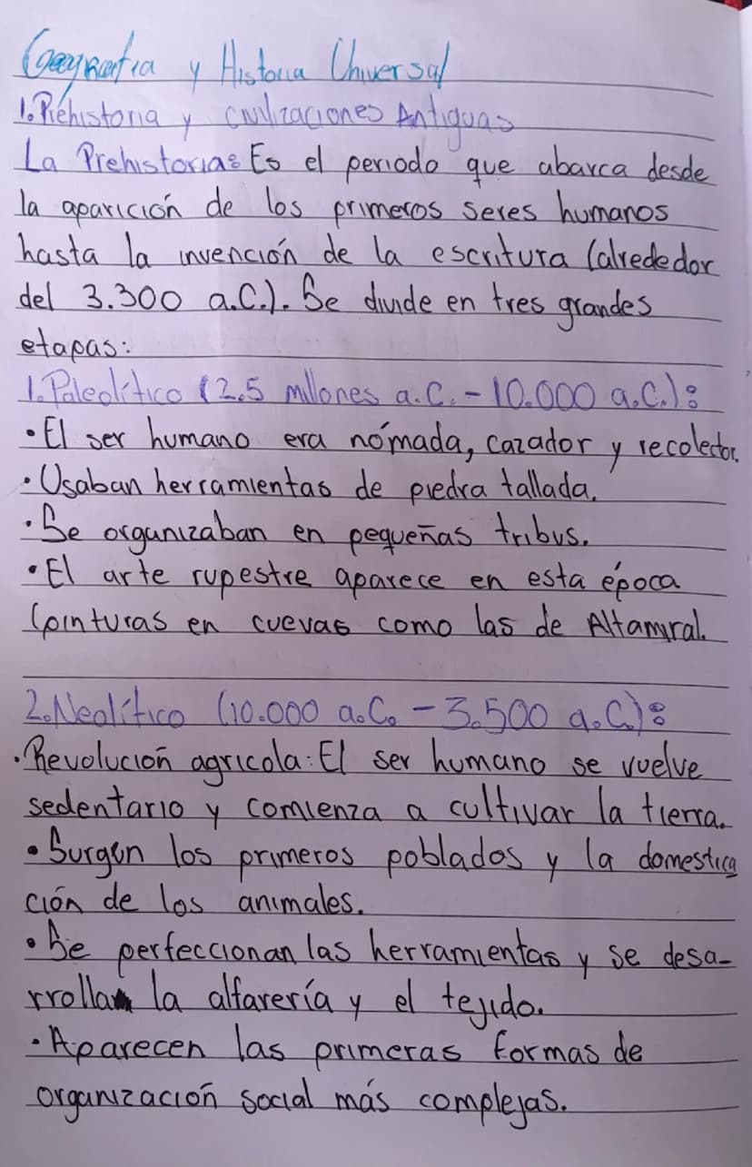 Grey Batica
y
Historia Universal
Cuilizaciones Antiguas
1. Prehistoria y Civilizaciones
La Prehistoria: Es el periodo que abarca desde
la ap