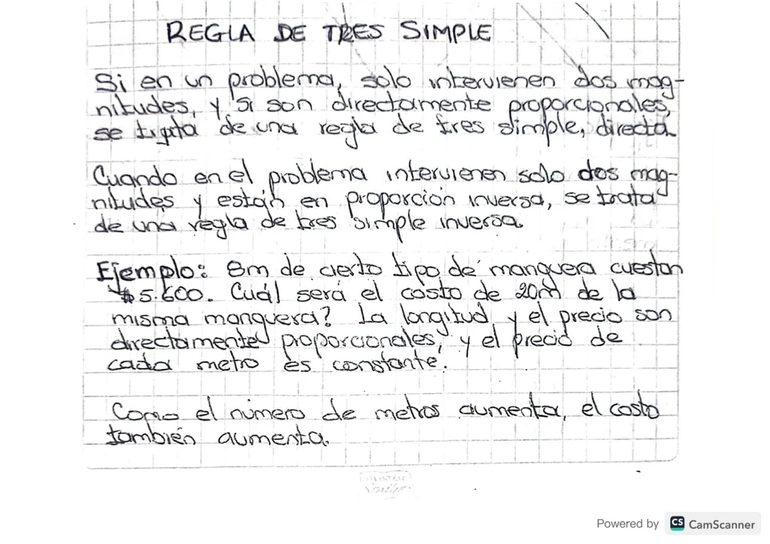 REGLA DE TRES SIMPLE
Si en un problema, solo intervienen dos mag-
nitudes, y si son directamente proporcionales,
se Exgita de una regla de t