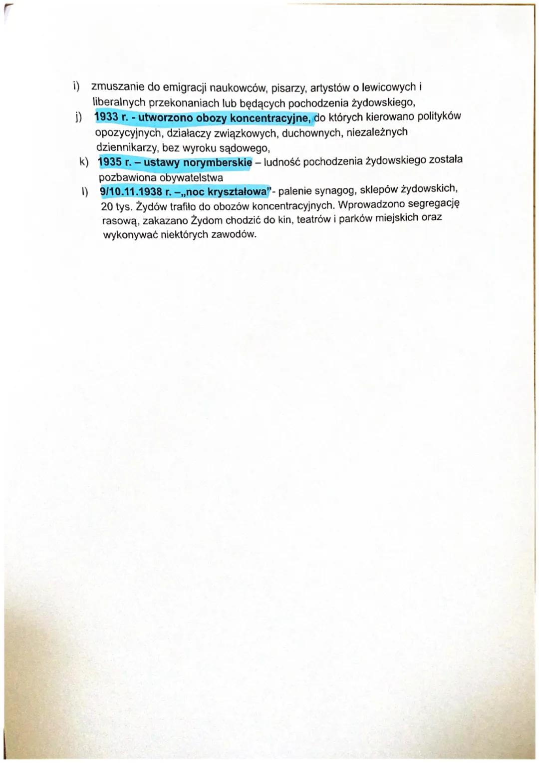 # Temat: Nazizm w Niemczech

1. Przyczyny powstania w Niemczech nazizmu (narodowego socjalizmu)
   a) poczucie krzywdy i upokorzenia Niemców