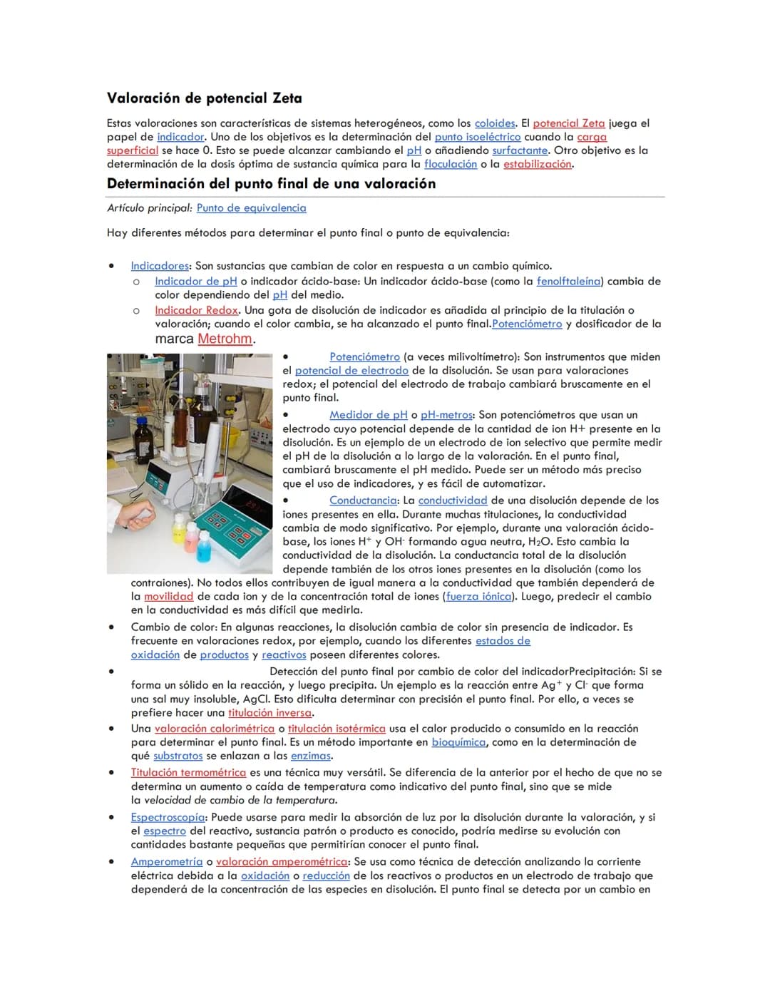 Análisis volumétrico
La valoración o titulación es un método de análisis químico cuantitativo en el laboratorio que se utiliza para
determin