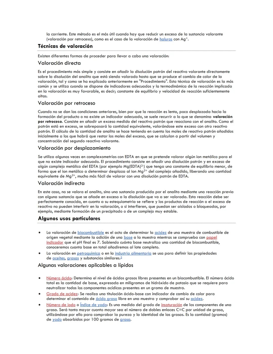 Análisis volumétrico
La valoración o titulación es un método de análisis químico cuantitativo en el laboratorio que se utiliza para
determin