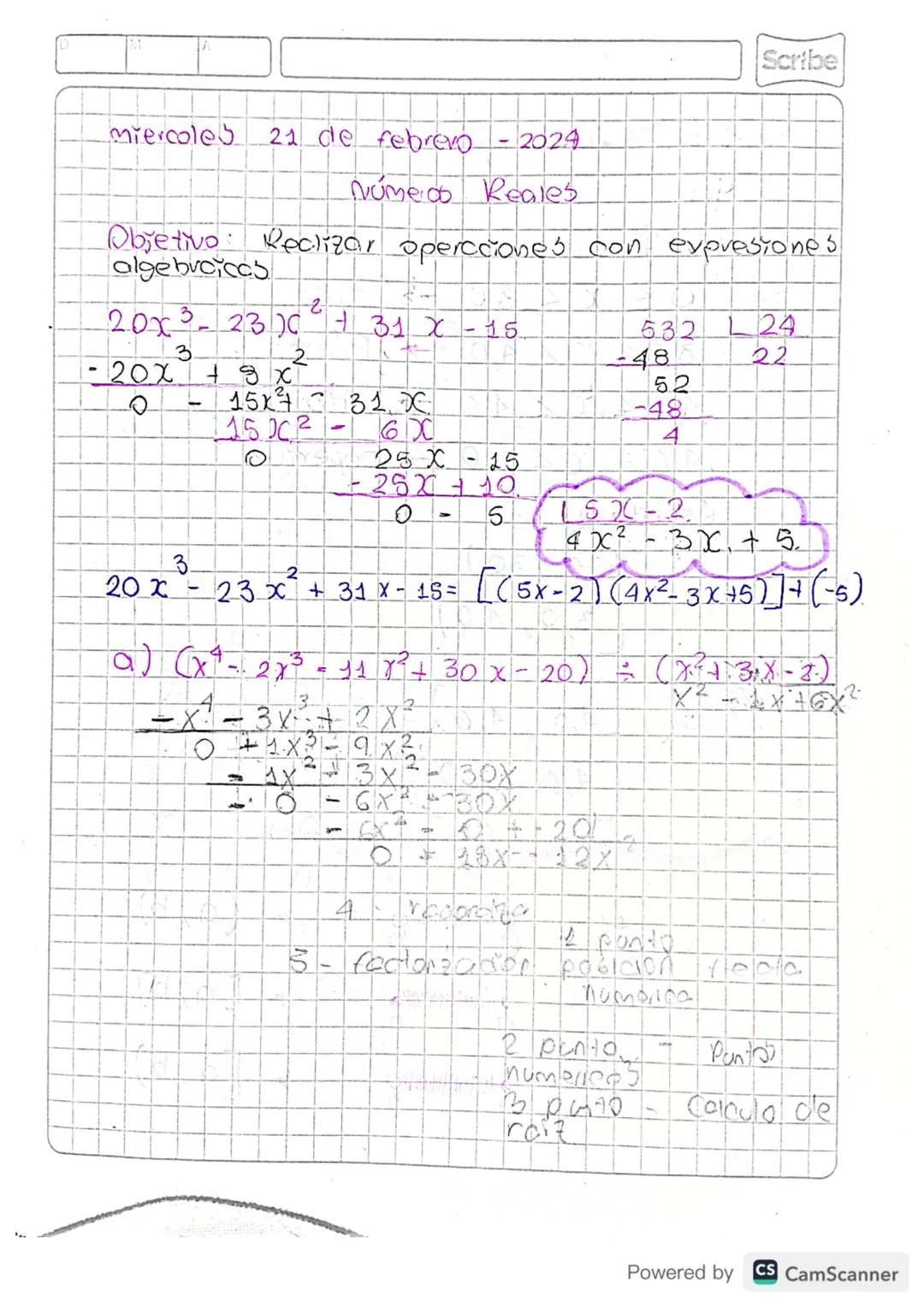 Scribe
Miercoles
.
31 de Enero - 2024
Números Reales.
* Denbidad
+ Operaciones
•
*
Intervalos
TEMAS
Desigualdades e inecuaciones
* Inecuacio