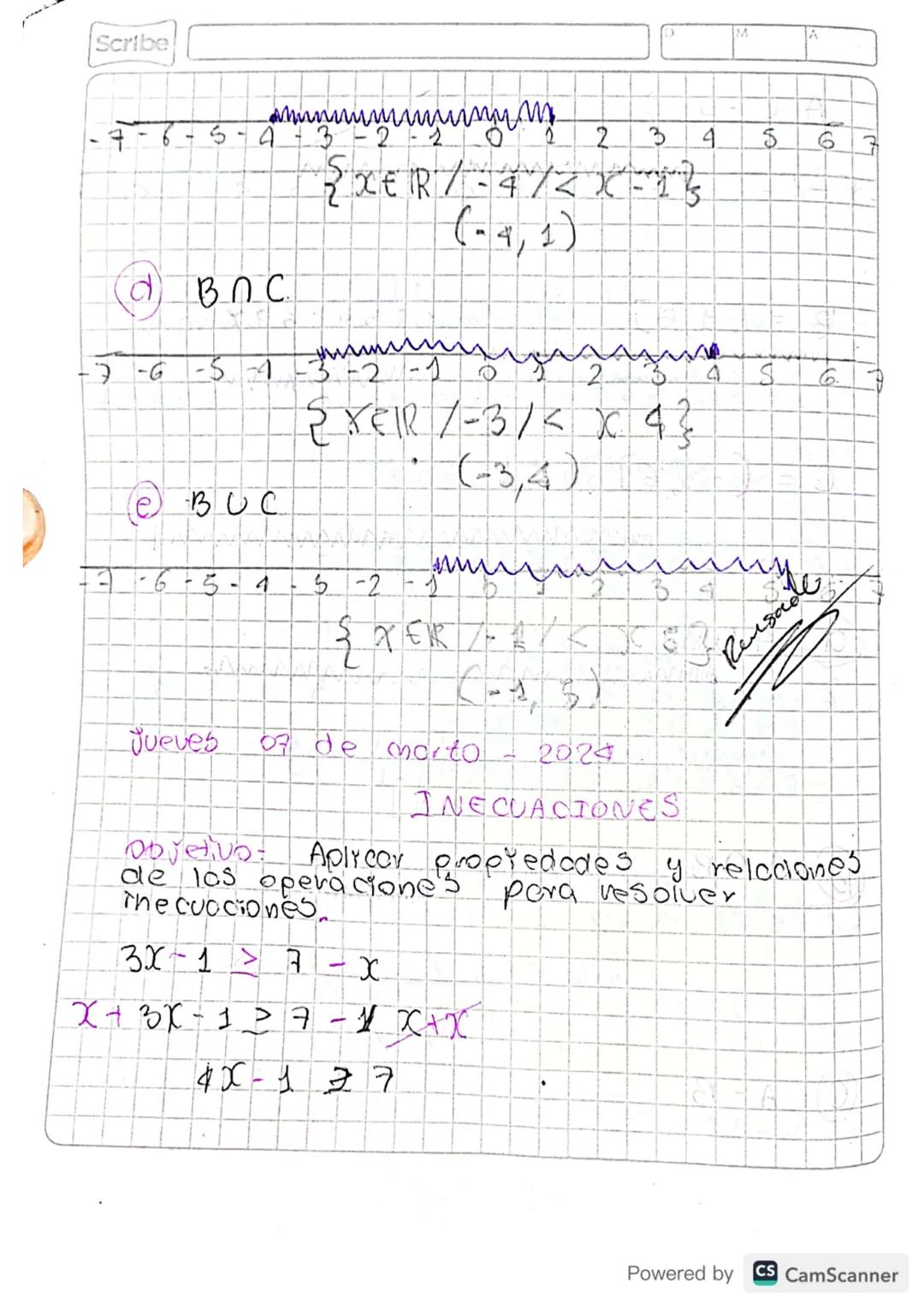 Scribe
Miercoles
.
31 de Enero - 2024
Números Reales.
* Denbidad
+ Operaciones
•
*
Intervalos
TEMAS
Desigualdades e inecuaciones
* Inecuacio
