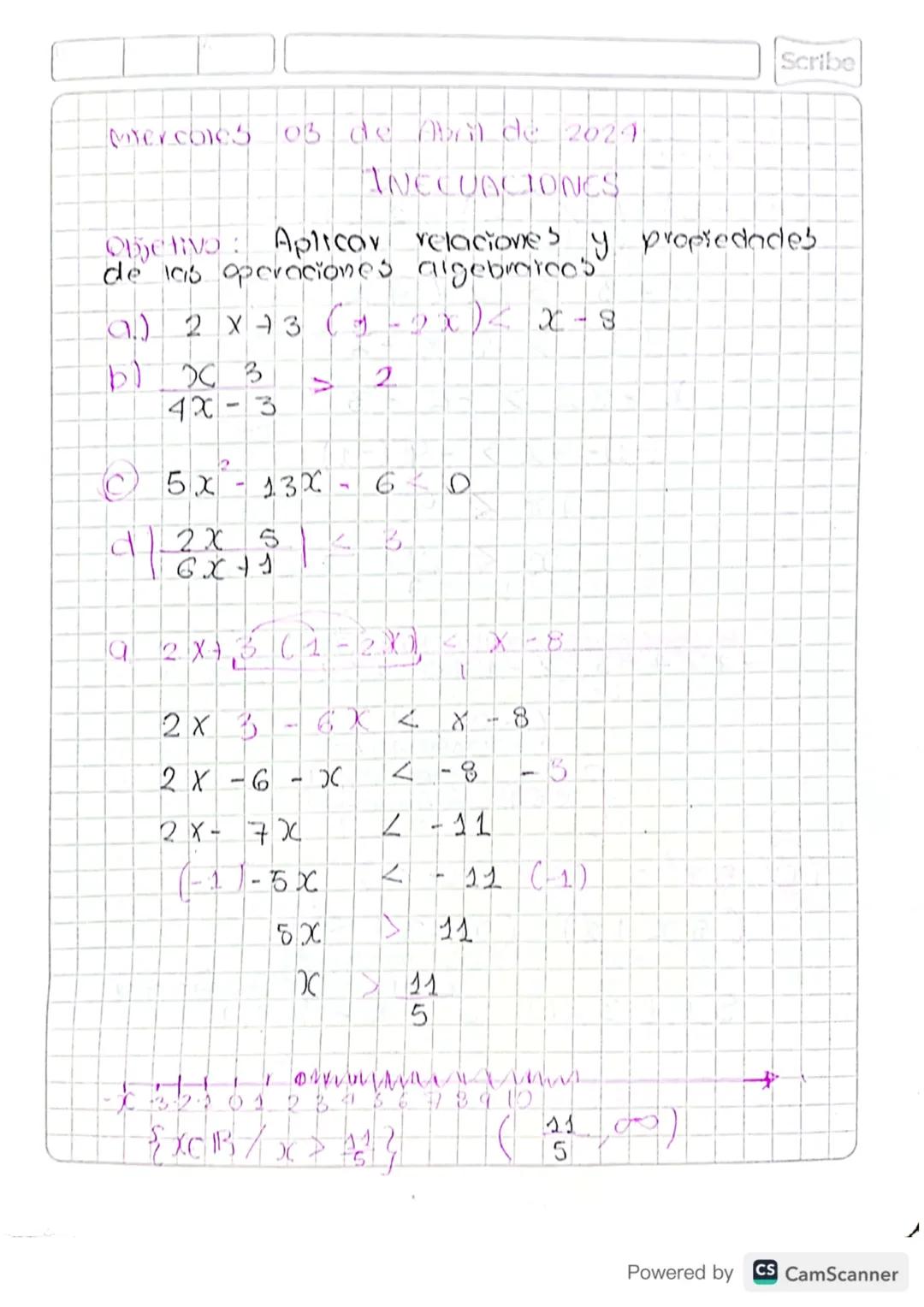 Scribe
Miercoles
.
31 de Enero - 2024
Números Reales.
* Denbidad
+ Operaciones
•
*
Intervalos
TEMAS
Desigualdades e inecuaciones
* Inecuacio