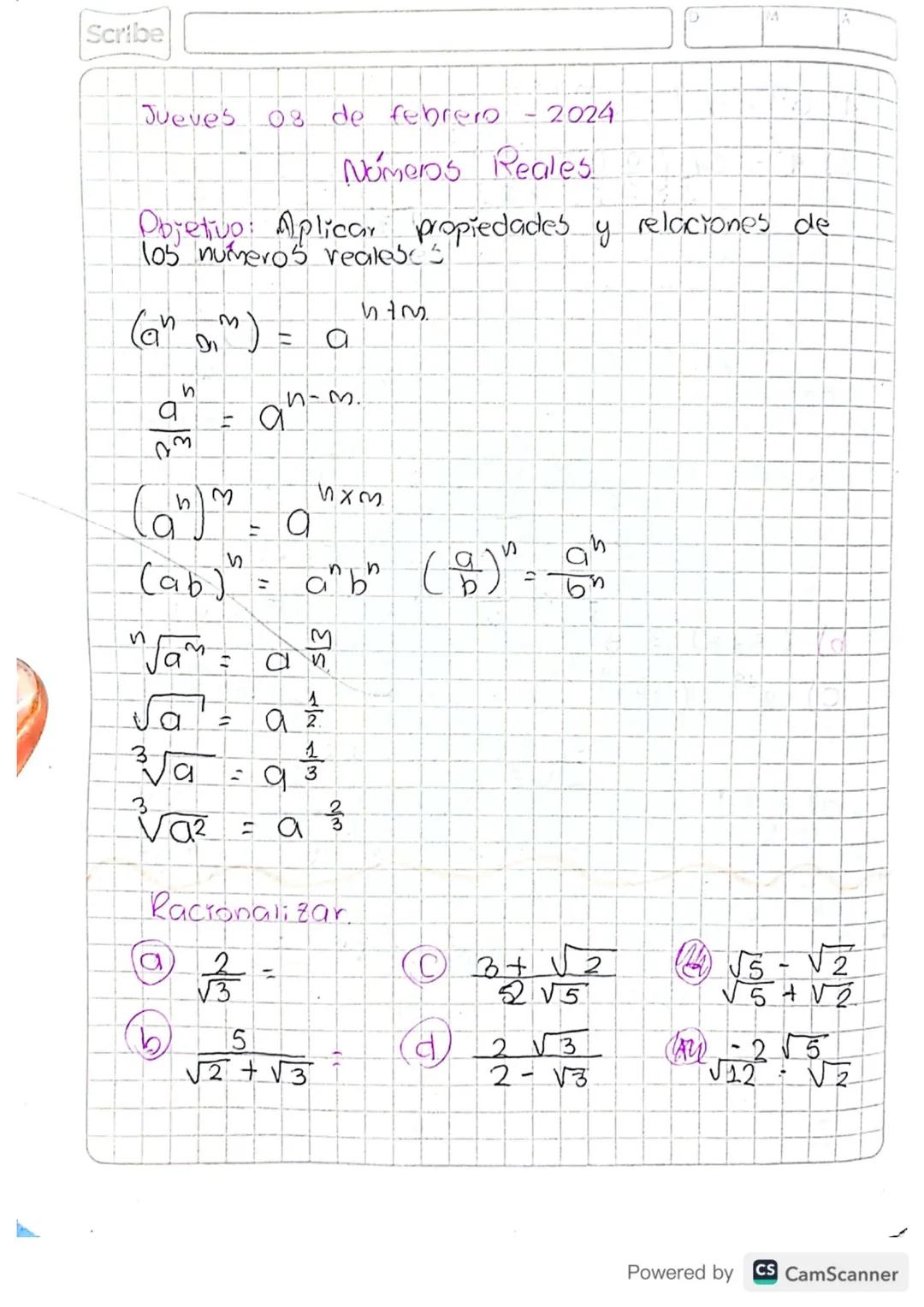Scribe
Miercoles
.
31 de Enero - 2024
Números Reales.
* Denbidad
+ Operaciones
•
*
Intervalos
TEMAS
Desigualdades e inecuaciones
* Inecuacio