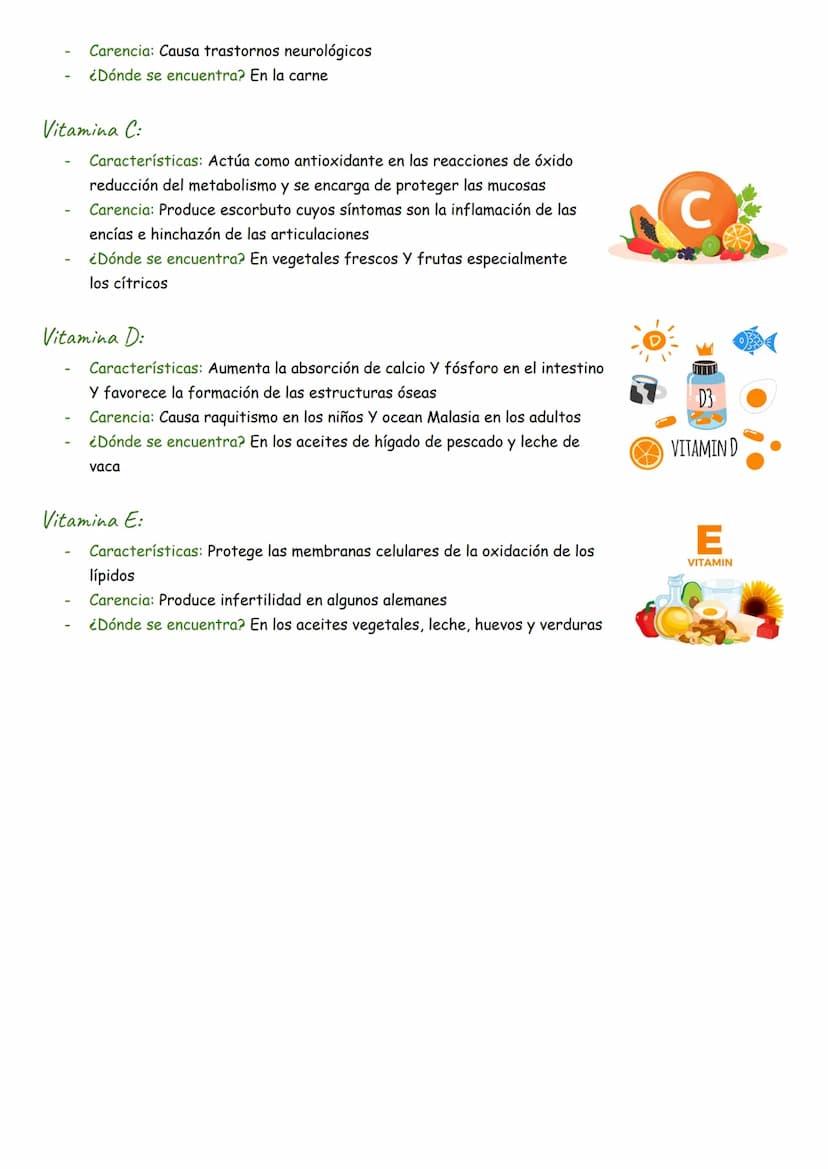 VITAMINAS
¿Qué son?
Son compuestos imprescindibles para todos los seres vivos, es de composición lipídica, es decir, se
disuelven en ácidos 