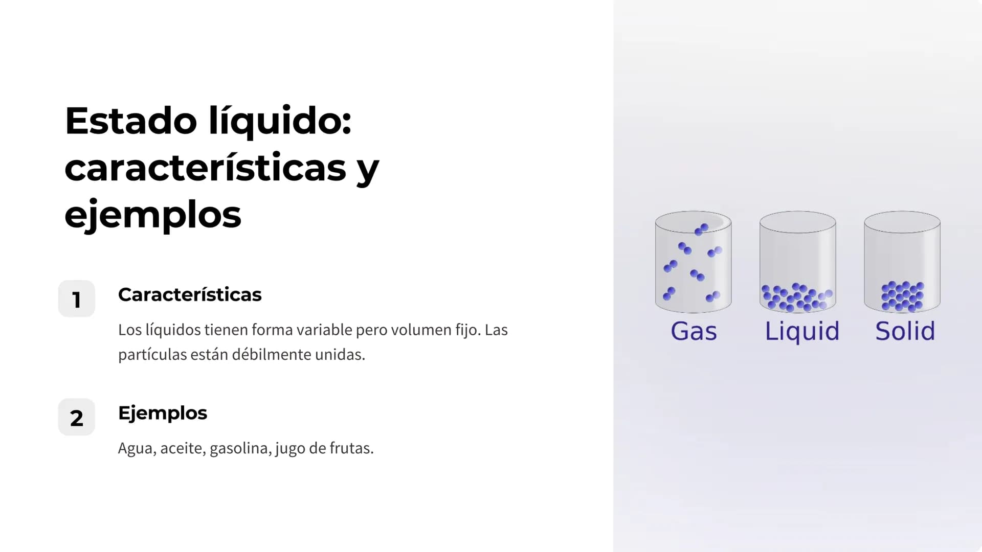 La materia y sus
estados
La materia es todo lo que compone el universo y puede existir en tres
estados fundamentales: sólido, líquido y gase