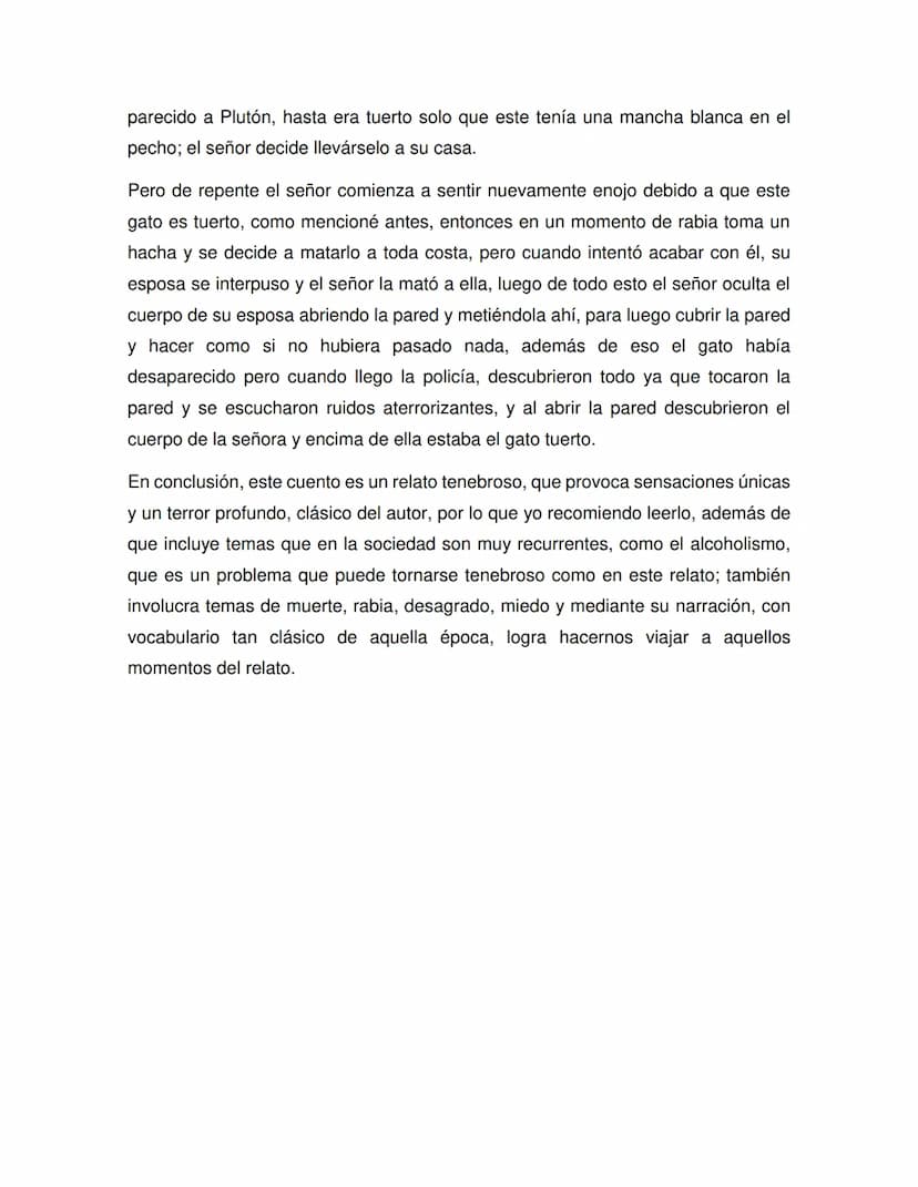 RESEÑA EL GATO NEGRO - EDGAR ALLAN POE
El gato negro es una obra del escritor estadounidense Edgar Allan Poe el 19 de
agosto de 1843, y fue 