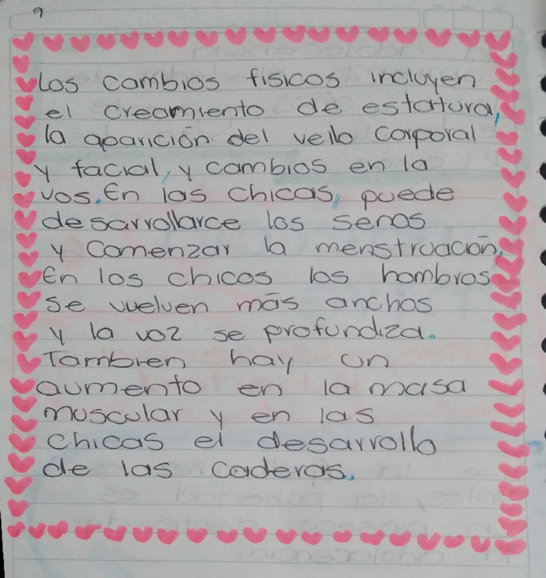 9

Los cambios fisicos incluyen
el creamiento de estatura,
la aparición del vello corporal
y facial y cambios en la
vos. En las chicas, pued