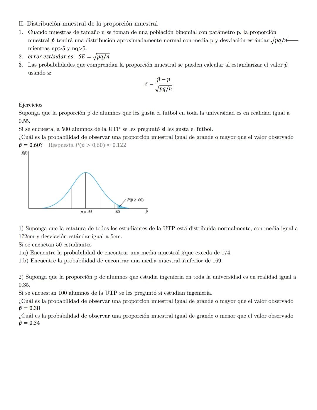 Distribuciones muestrales
Conceptos y fórmulas clave
I. Distribución muestral de la media muestral
1. Cuando muestras de tamaño n se sacan a