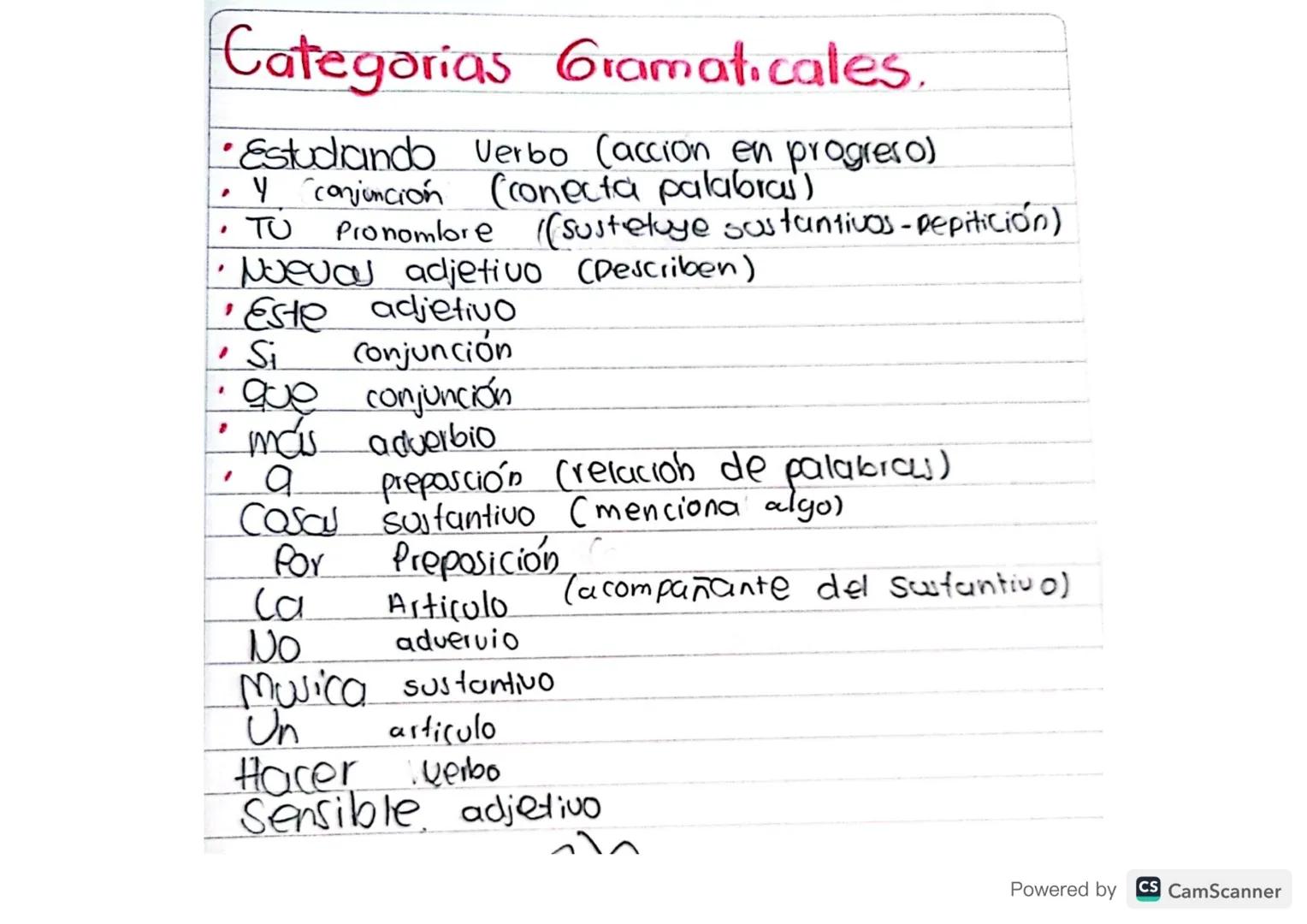 Categorias Gramaticales.
•Estudiando Verbo (accion en progreso)
. 4 conjunción (conecta palabra)
'
то
Pronombore ((sustetuye sustantivos - R