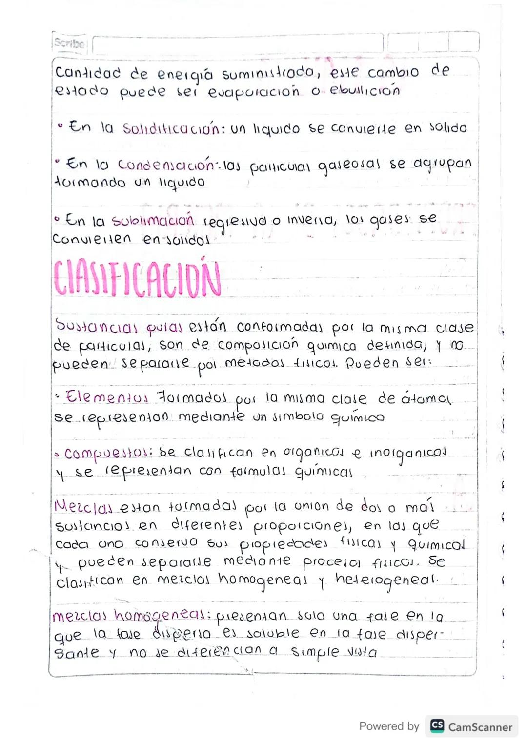 Scribe
# LA MATERIA

Se define como matella todo aquello que posee
masa y volumen. Está compuesta poi atomos de una
sola sustancia a de la c
