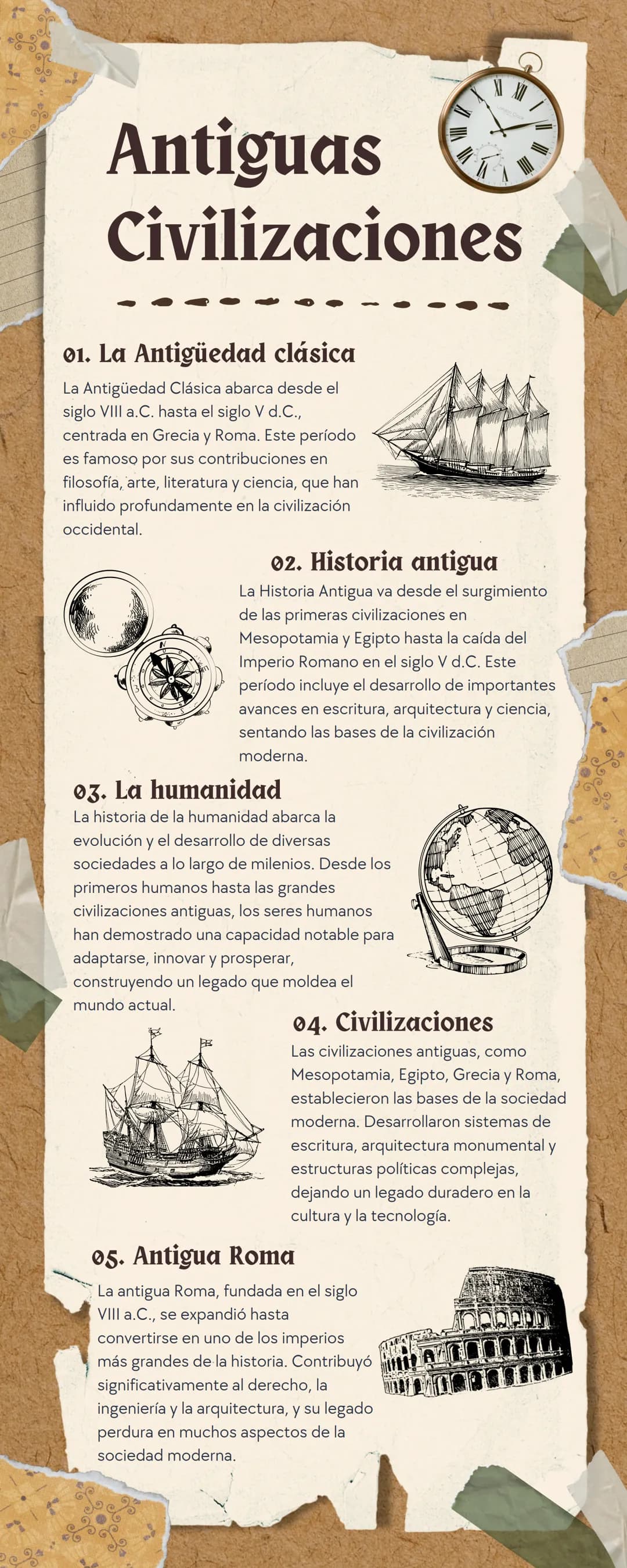 Antiguas
Civilizaciones
01. La Antigüedad clásica
La Antigüedad Clásica abarca desde el
siglo VIII a.C. hasta el siglo V d.C.,
centrada en G