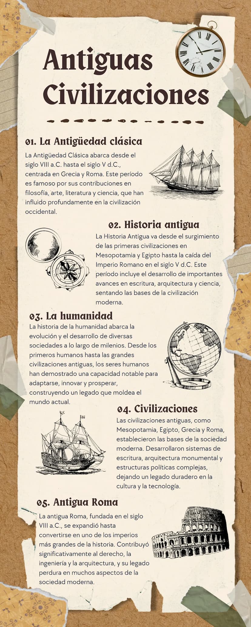 Antiguas
Civilizaciones
01. La Antigüedad clásica
La Antigüedad Clásica abarca desde el
siglo VIII a.C. hasta el siglo V d.C.,
centrada en G