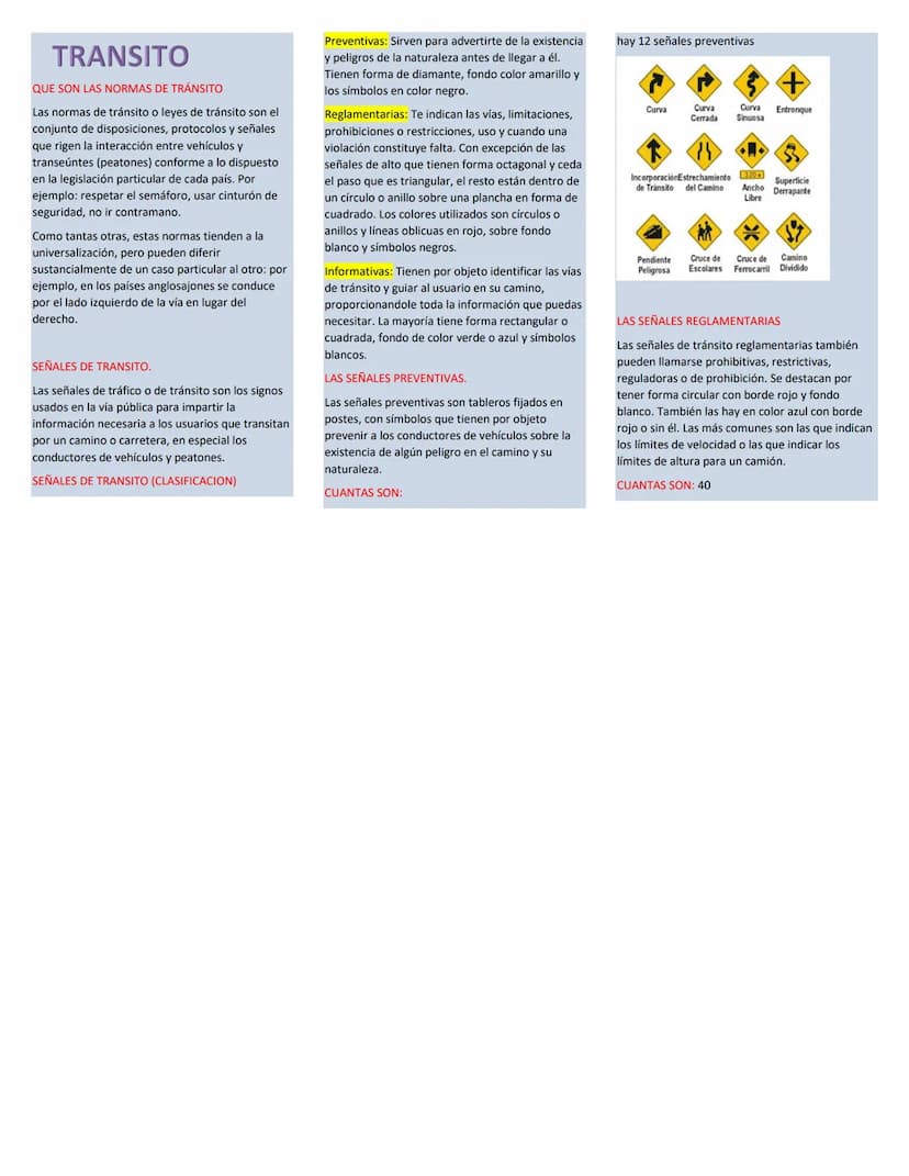 TRANSITO
QUE SON LAS NORMAS DE TRÁNSITO
Las normas de tránsito o leyes de tránsito son el
conjunto de disposiciones, protocolos y señales
qu
