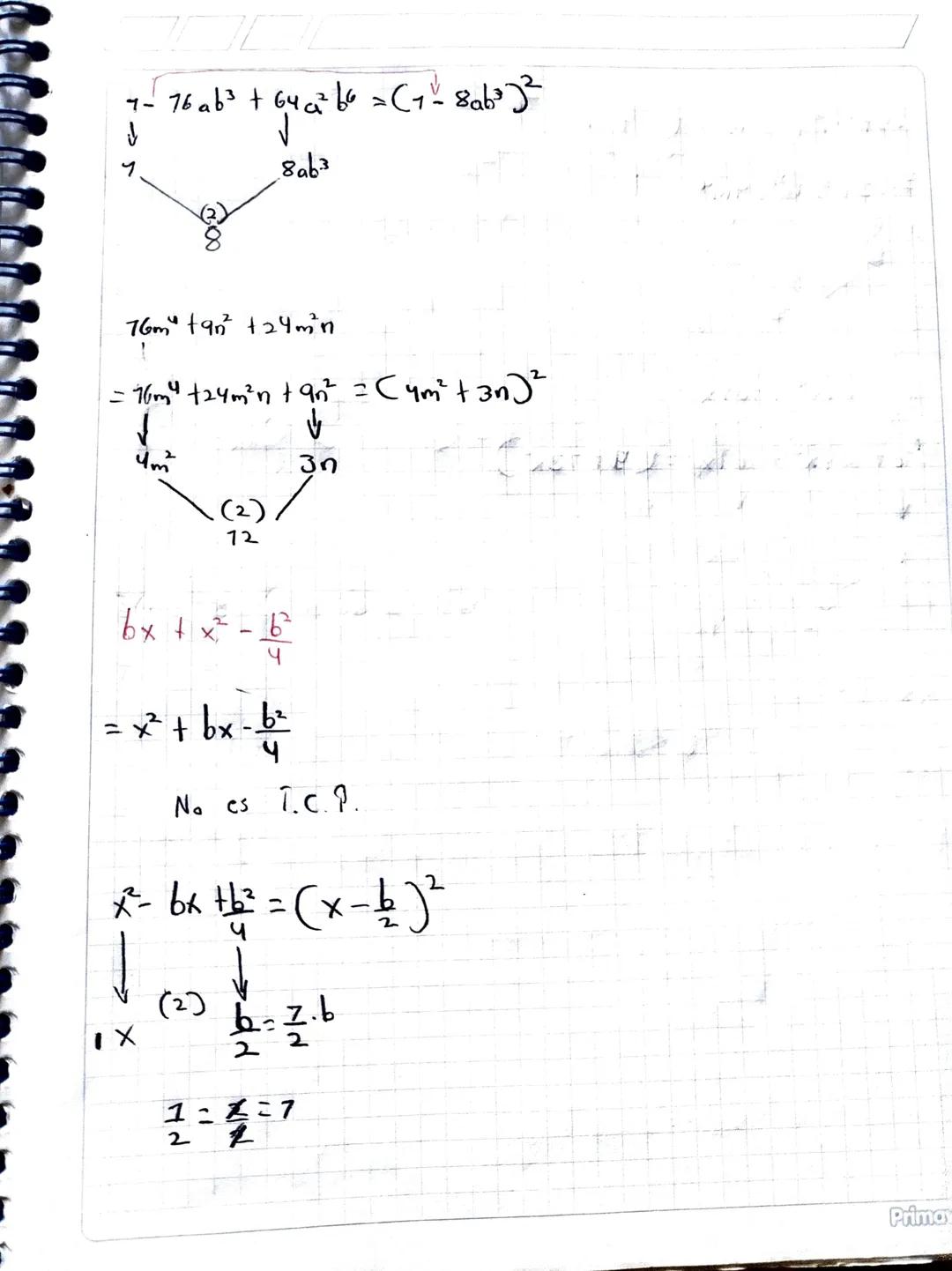 54
64
1-X =
19/04/2024
Trinomio Cuadrado perfecto
Es cuadrado perfecto cuando es
binomio, a sea,
es el
producto
decari
el quadrado de
სი ა
b