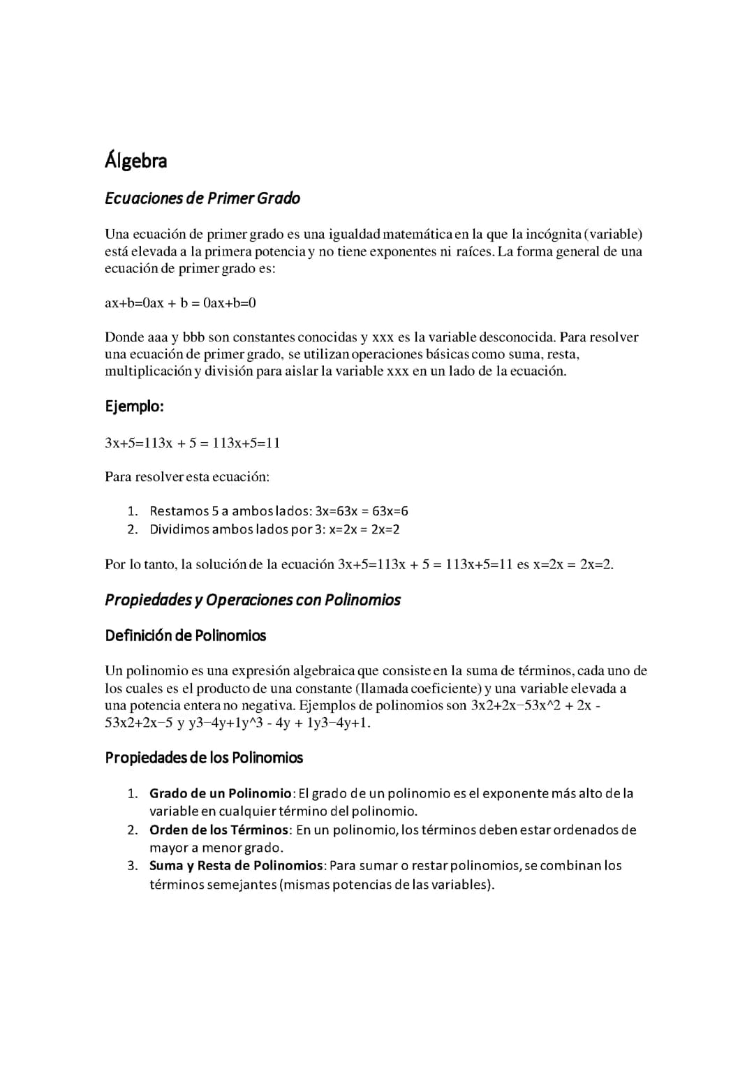 Ecuaciones y ejemplos