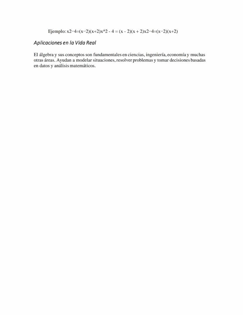 Álgebra
Ecuaciones de Primer Grado
Una ecuación de primer grado es una igualdad matemática en la que la incógnita (variable)
está elevada a 