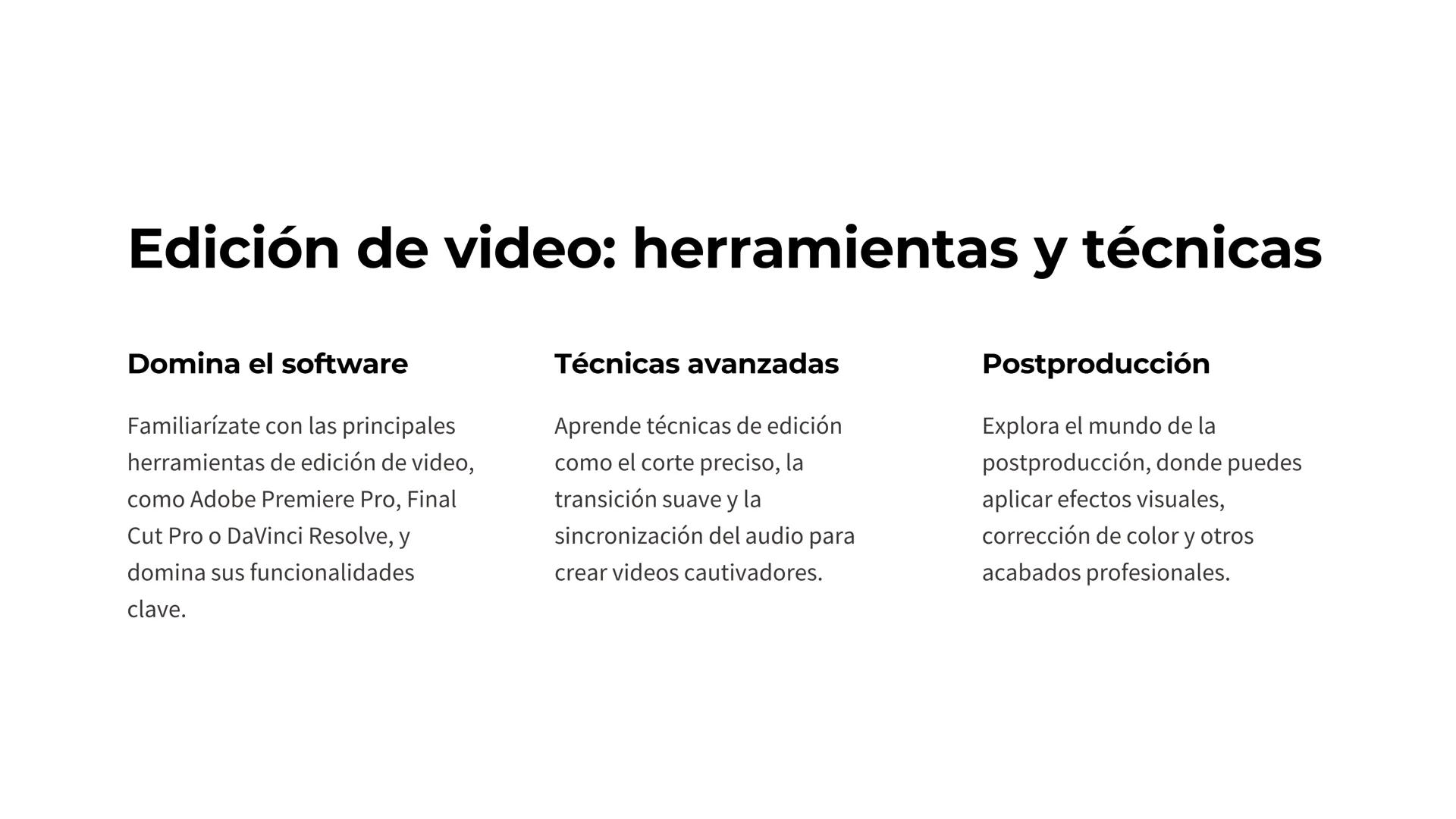 PROD.NO.
SCENE TAKE
ROLL
DATE
SOUND
PROD.CO.
DIRECTOR
CAMERAMAN
Tecnologías Multimedia
Avanzadas: Edición y
producción de contenido
multimed